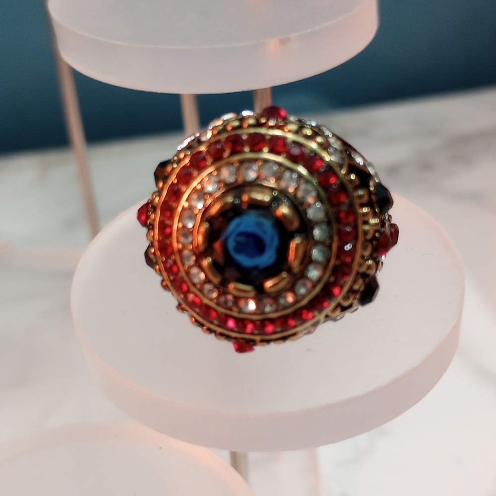 Elegant Gold and Red Statement Ring